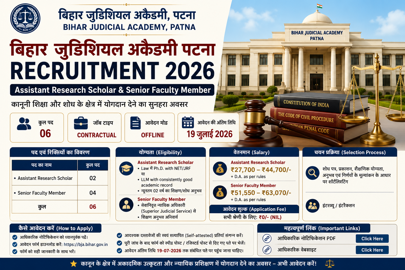 Bihar Judicial Academy Patna Recruitment 2026 – Apply Now